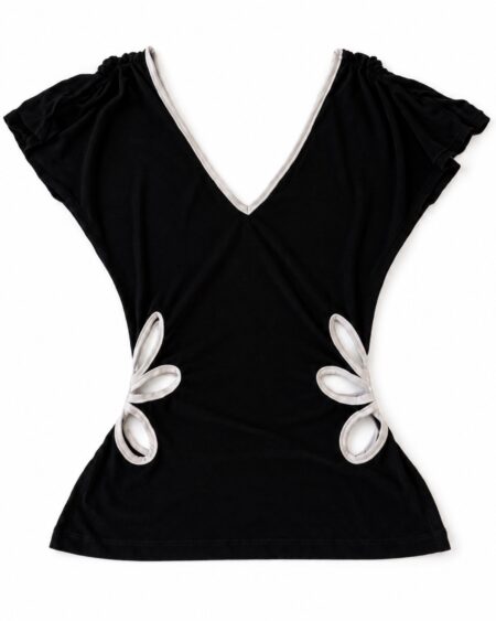 Petal Cutout Top — Black