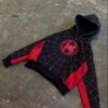 Spider Pattern Embroidery Zip Up Hoodie