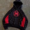Spider Pattern Embroidery Zip Up Hoodie