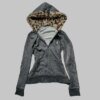 Cross Leopard Fur Collar Hooded Sweatshirts