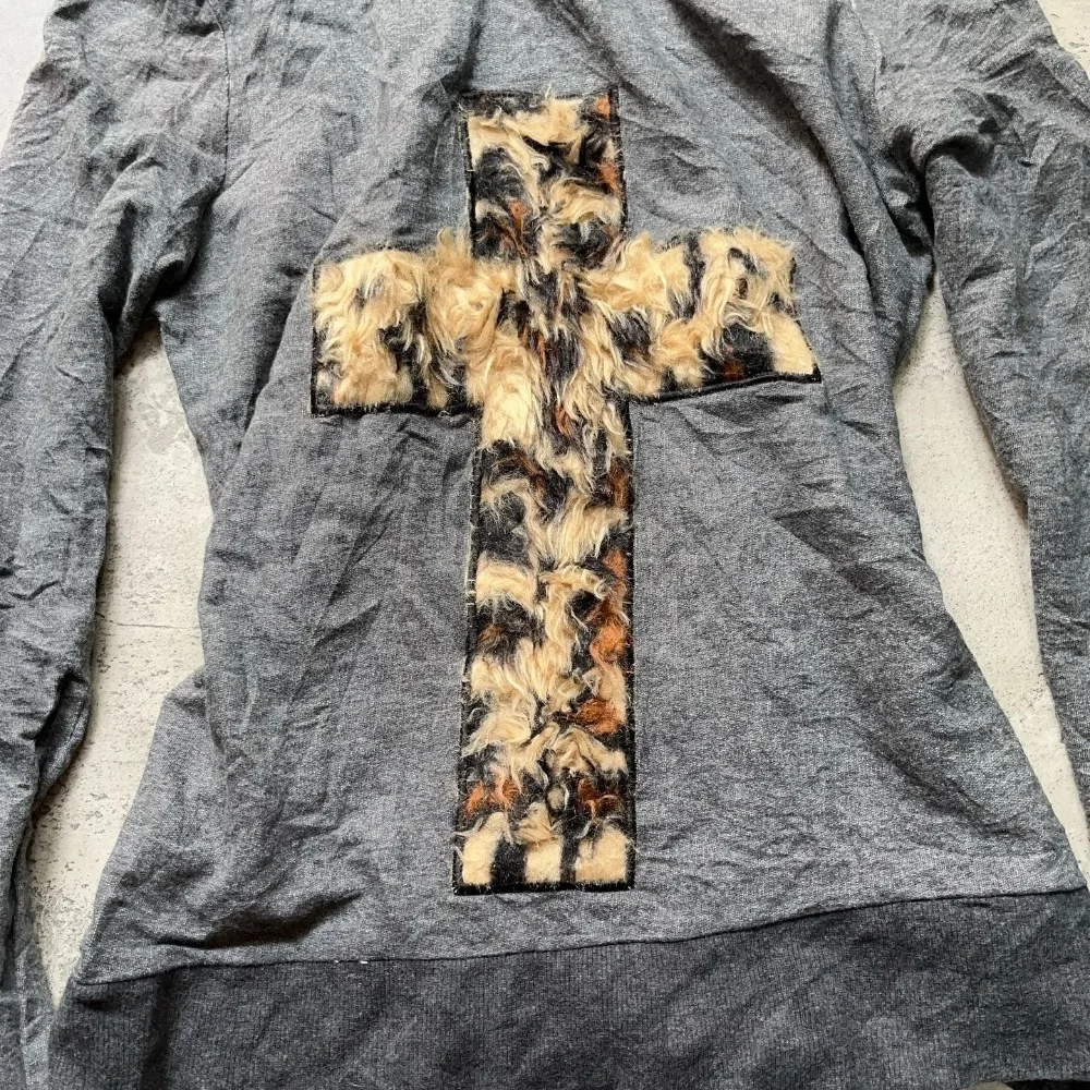 Cross Leopard Fur Collar Hooded Sweatshirts
