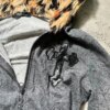 Cross Leopard Fur Collar Hooded Sweatshirts