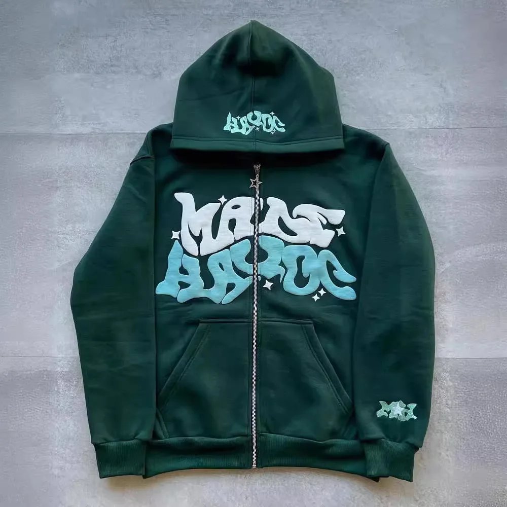 Colorful Letter Print Zipper Hoodie Colorful Letter Print Zipper Hoodie