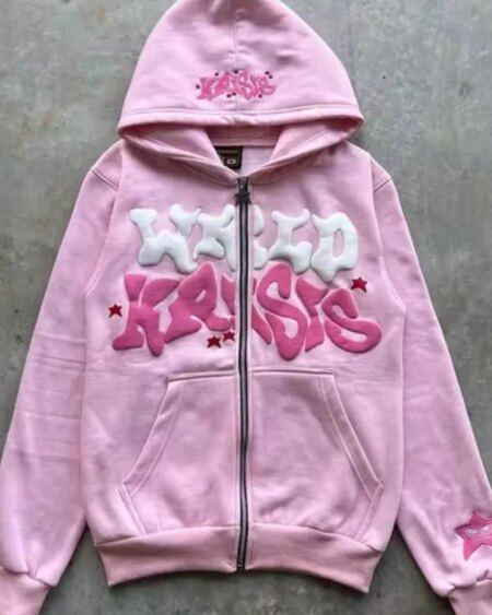 Colorful Letter Print Zipper Hoodie