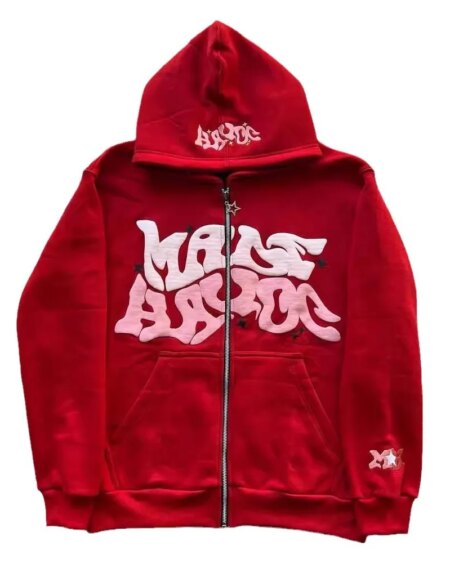 Colorful Letter Print Zipper Hoodie