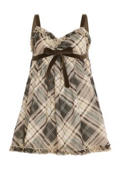 Preppy Aesthetic Plaid Mini Tank Dress