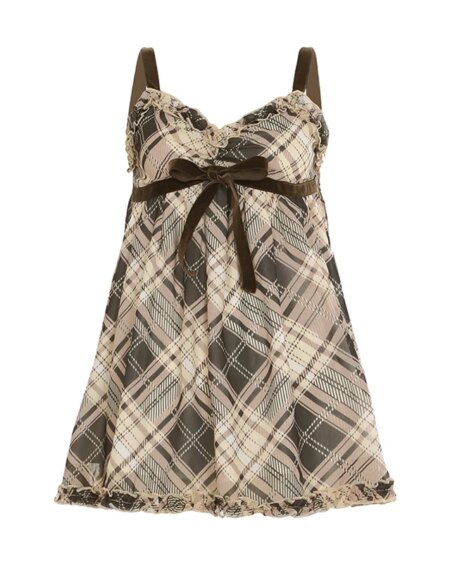 Preppy Aesthetic Plaid Mini Tank Dress