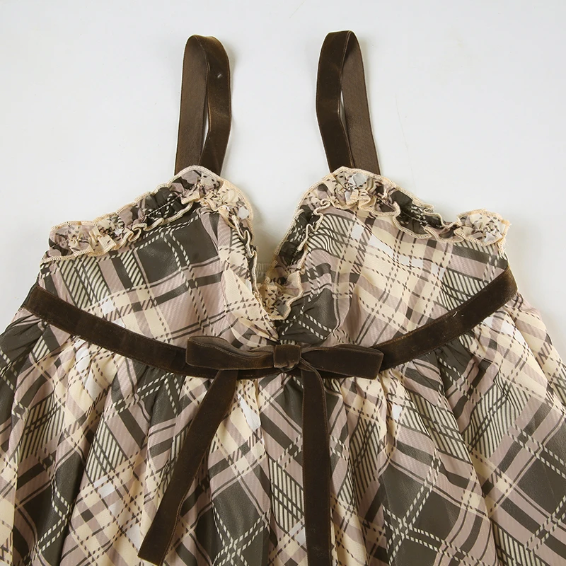 Preppy Aesthetic Plaid Mini Tank Dress