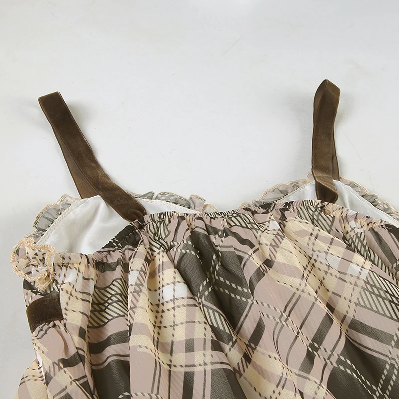 Preppy Aesthetic Plaid Mini Tank Dress