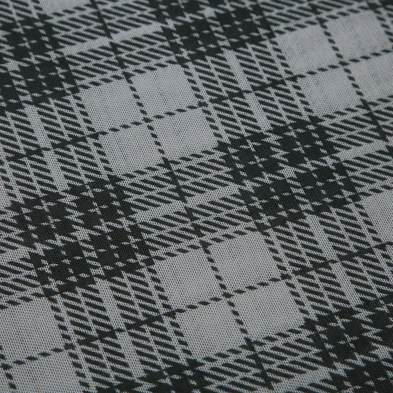 Grunge Plaid Mesh Long Sleeve Top