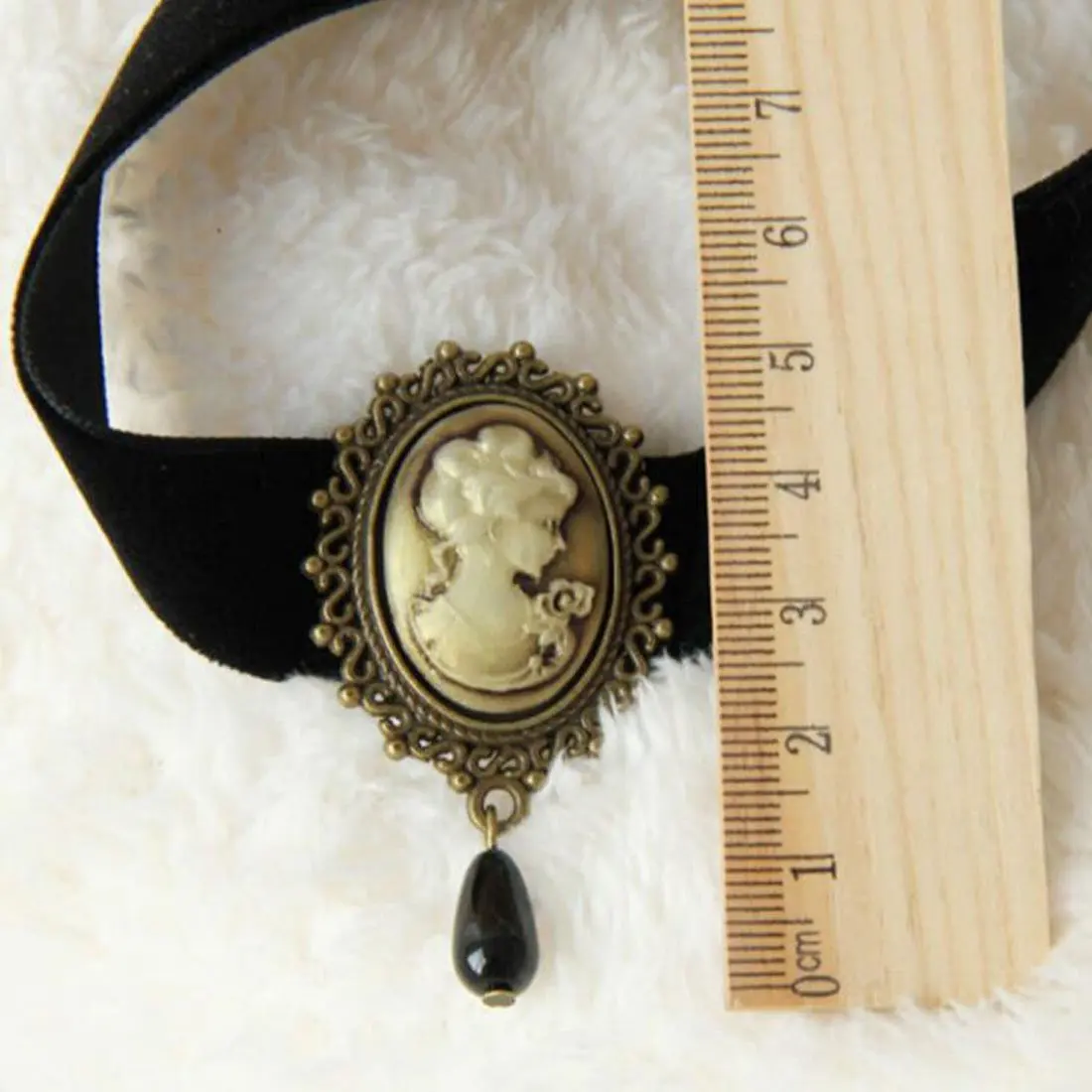 Black Victorian Cameo Choker Necklace