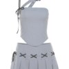 Y2K Asymmetrical Top & Pleated Mini Skirt Co-Ord