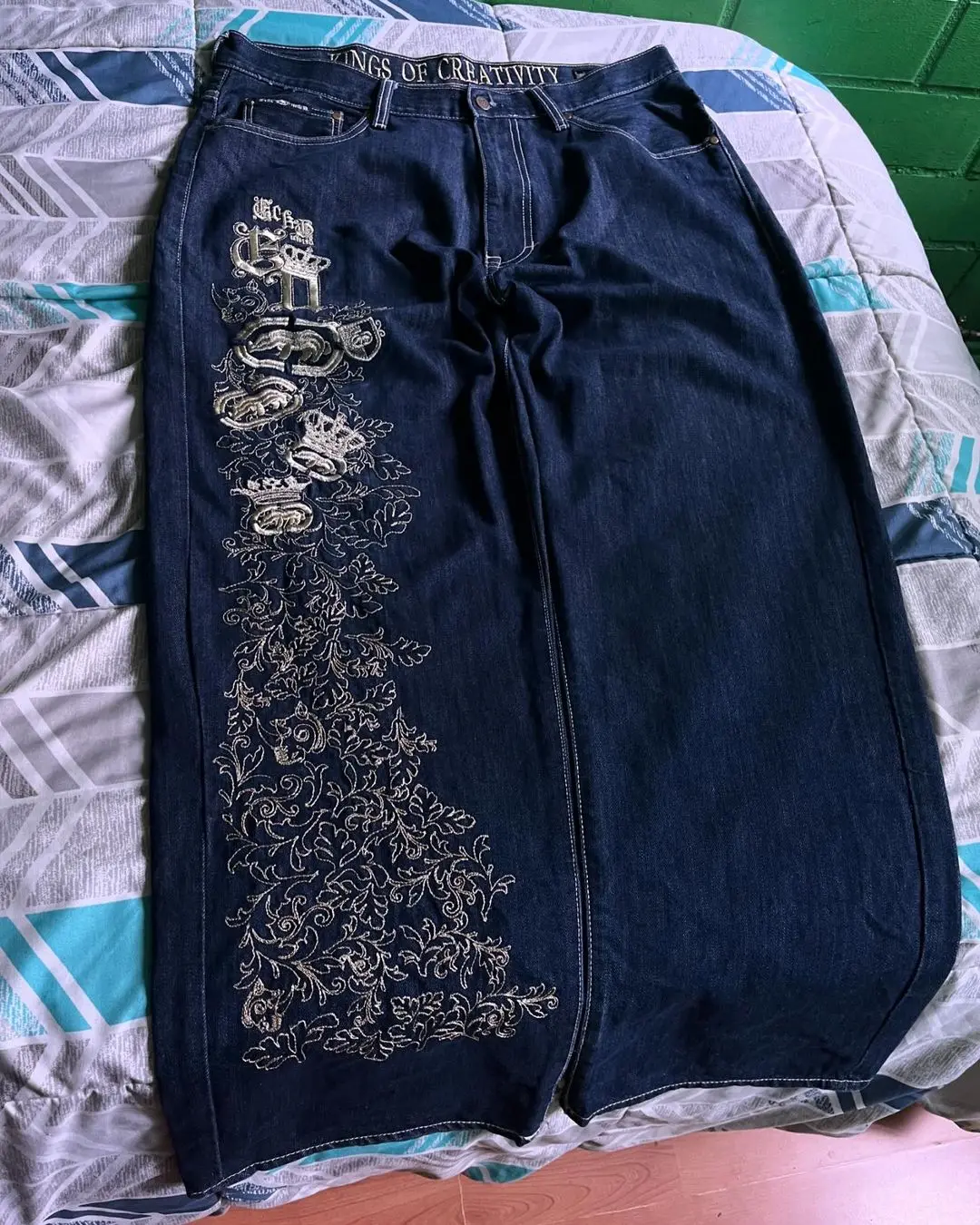 Retro Skull Graphic Big Printing Baggy Jean