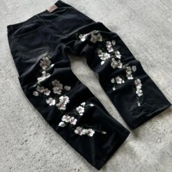 Vintage cherry blossom Embroidery Baggy jeans