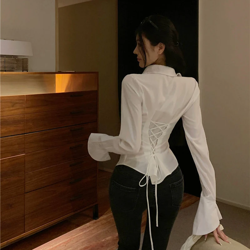 Bandage Flared Sleeve Blouse