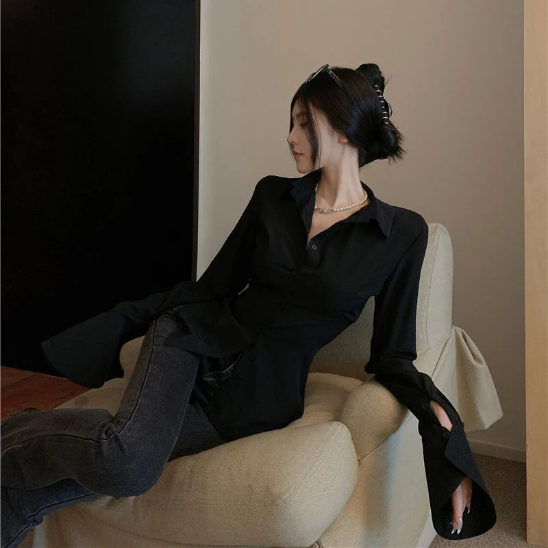 Bandage Flared Sleeve Blouse