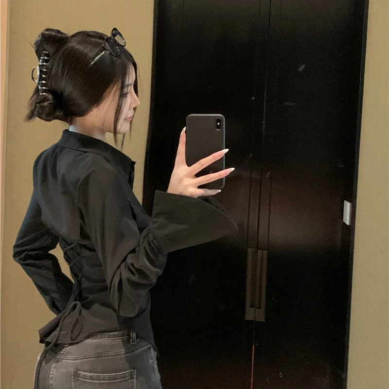 Bandage Flared Sleeve Blouse