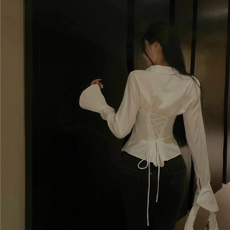 Bandage Flared Sleeve Blouse