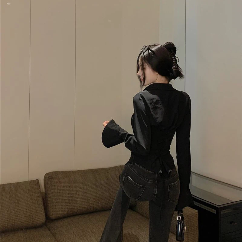 Bandage Flared Sleeve Blouse