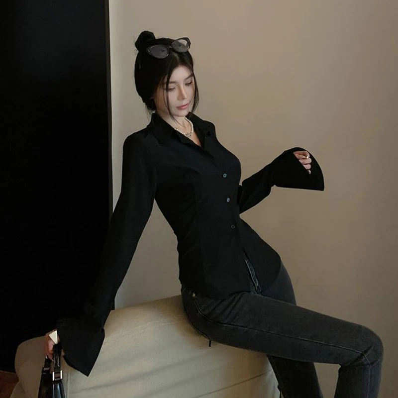 Bandage Flared Sleeve Blouse