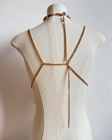 Chain Beading Jewelry Vest Hollow Out Top