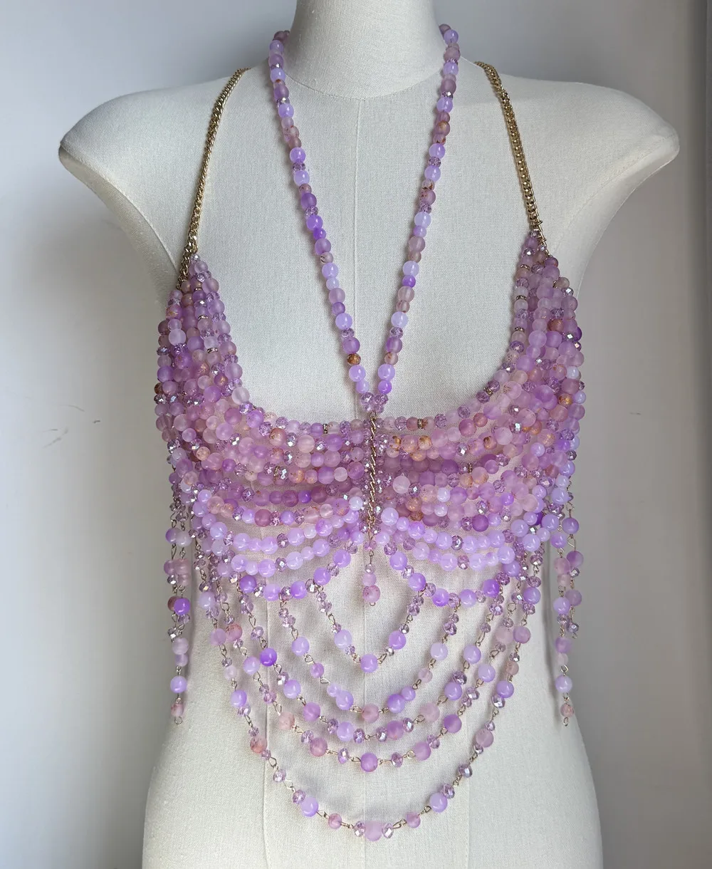 Chain Beading Jewelry Vest Hollow Out Top