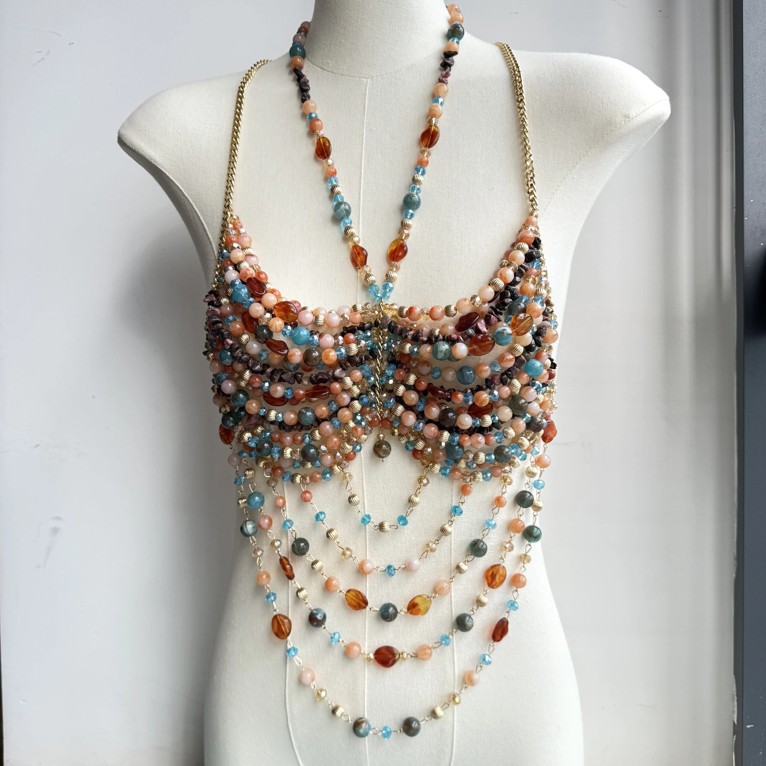 Chain Beading Jewelry Vest Hollow Out Top