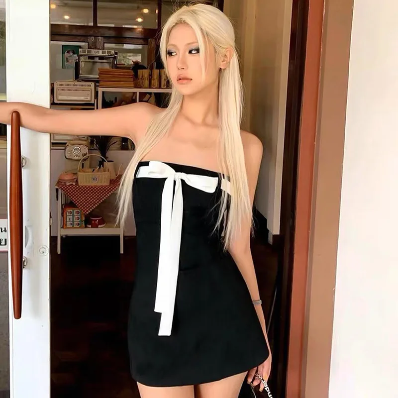 BlackBowKnot Tube Top Dress