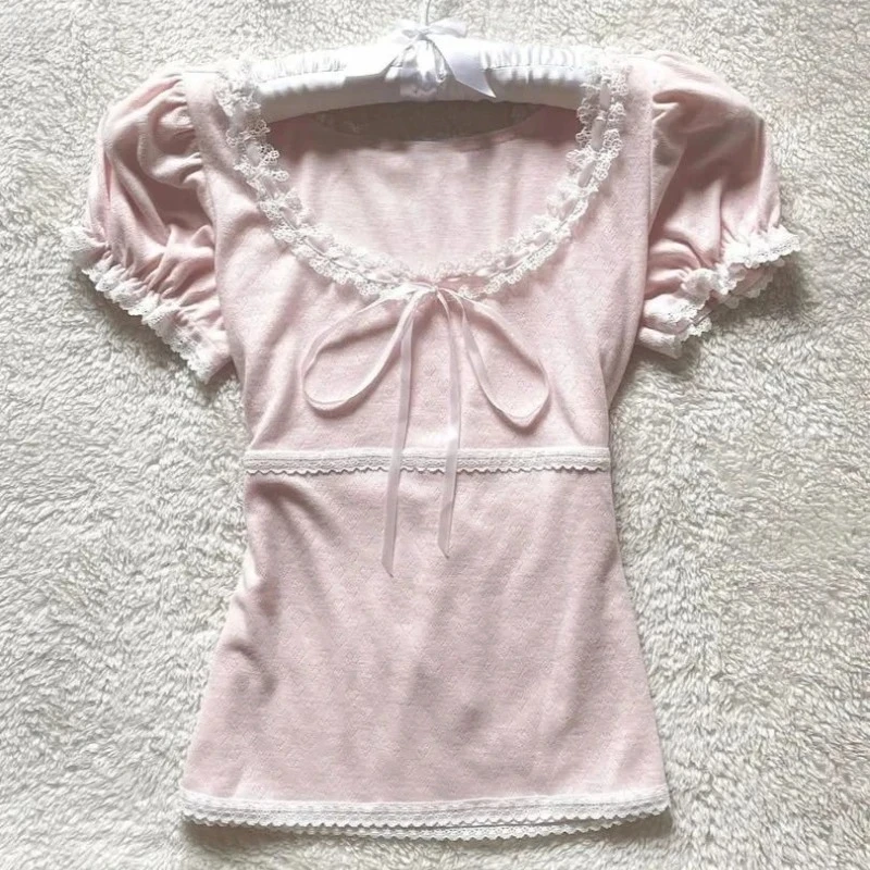 Fake Two Pieces Halter Bandage Vintage T-shirts