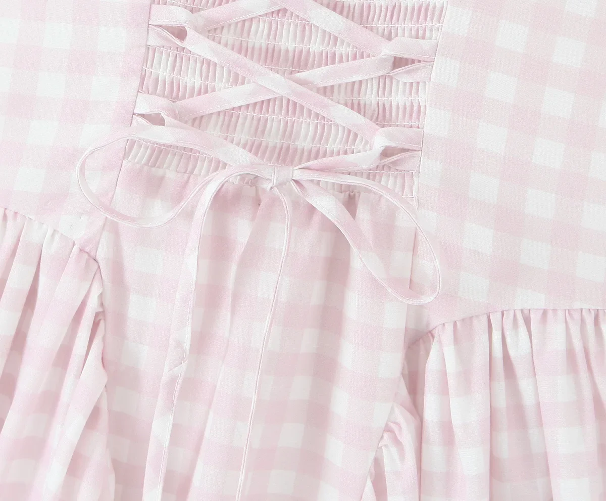 Cottagecore Picnic Gingham Dress