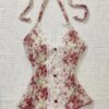 Floral Halter Lace Tops