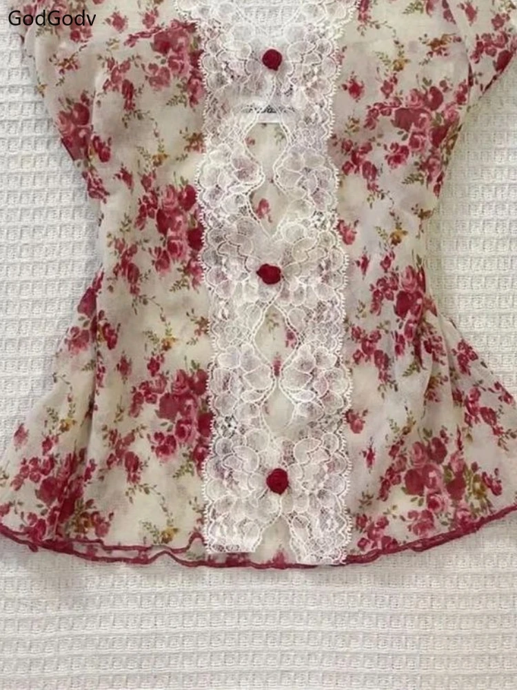 Floral Halter Lace Tops