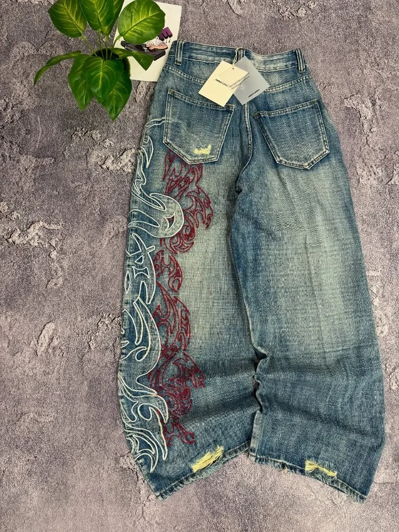 Y2K American Embroidery Baggy Jeans