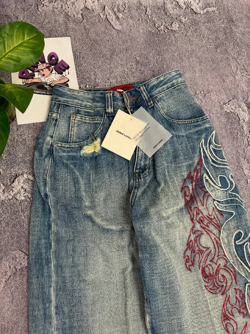 Y2K American Embroidery Baggy Jeans