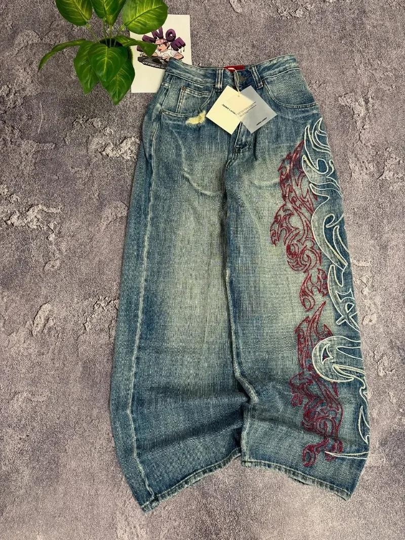 Y2K American Embroidery Baggy Jeans