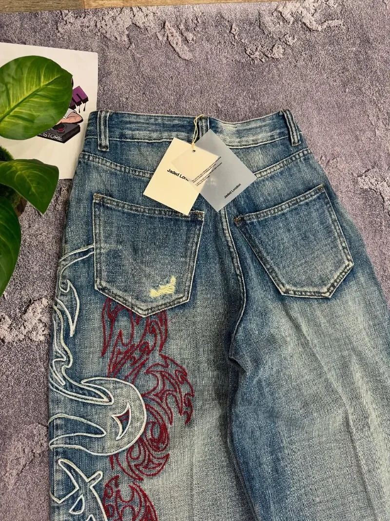 Y2K American Embroidery Baggy Jeans