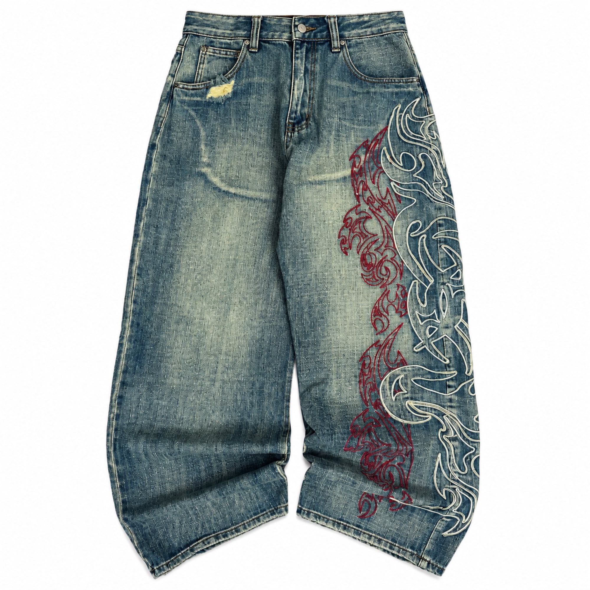 Inferno Tribal Wide-Leg Jeans Inferno Tribal Wide-Leg Jeans — Washed Blue