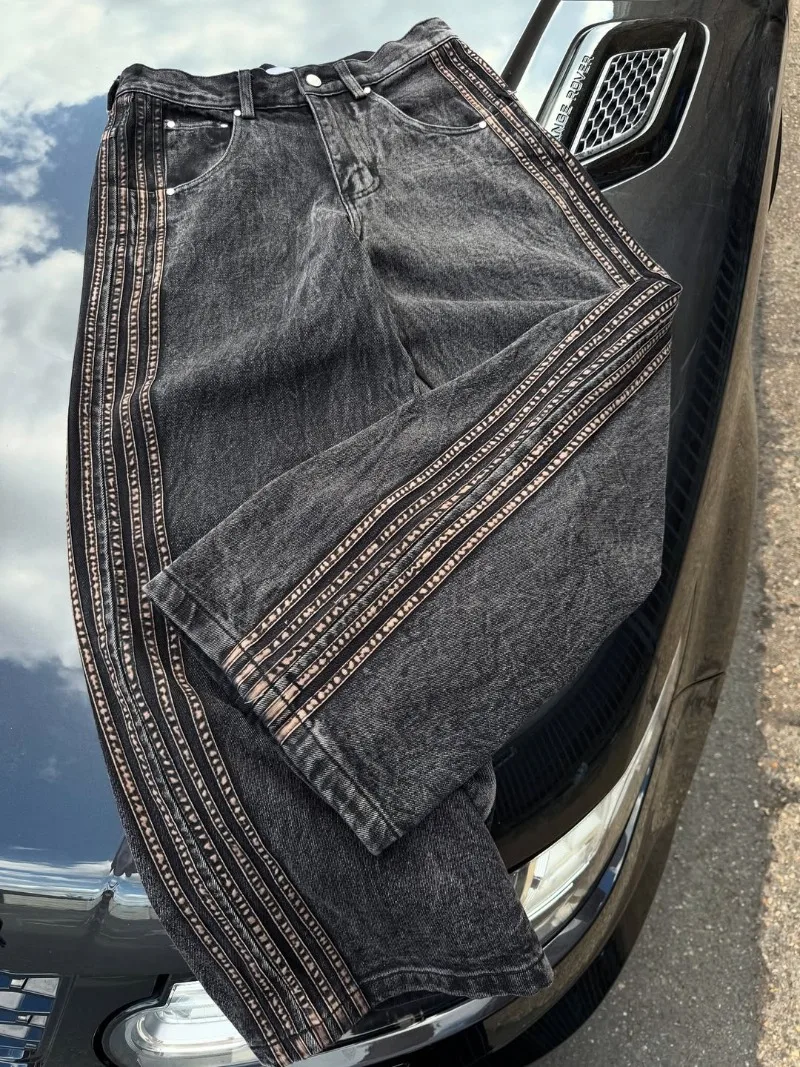 Retro Striped Fashionable Loose Jeans