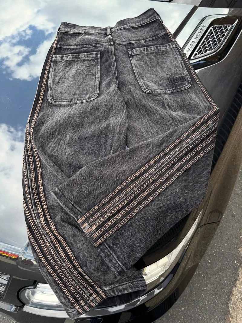 Retro Striped Fashionable Loose Jeans