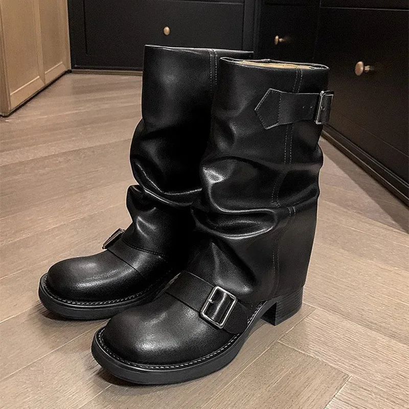 Mid Calf Heeled Boots