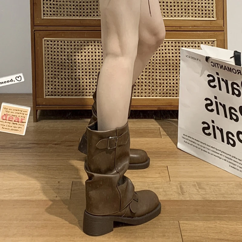 Mid Calf Heeled Boots