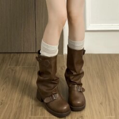 Mid Calf Heeled Boots