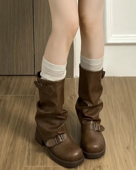 Mid Calf Heeled Boots