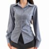 Slate Fitted Striped Shirt — Grey