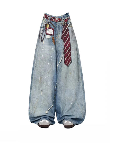Blue Y2k Baggy Vintage Bent Knife Denim Jeans
