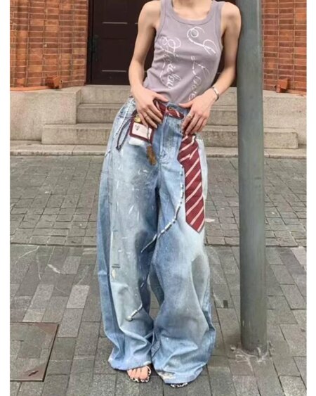 Alternative view of Blue Y2k Baggy Vintage Bent Knife Denim Jeans