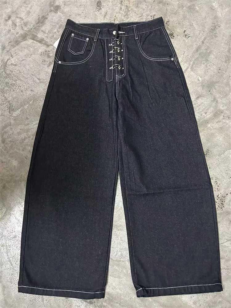 Metal Buckle Design Curved Wide-leg Jeans Metal Buckle Design Curved Wide-leg Jeans - Image 4