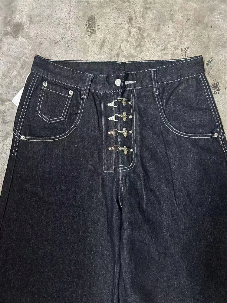 Metal Buckle Design Curved Wide-leg Jeans Metal Buckle Design Curved Wide-leg Jeans - Image 5