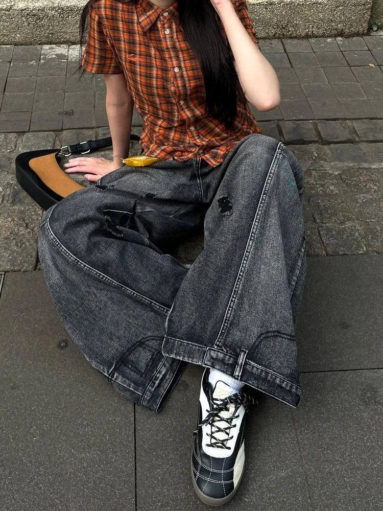 Black Jeans High Waisted Cargo Jeans