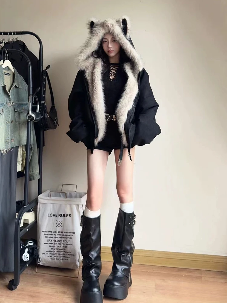 Fur Collar Hood Padded Jackets